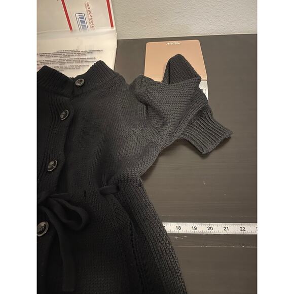 RED Valentino Sweater Womens 44 Black Wool Belted Button Front Long Cardigan - Picture 7 of 9